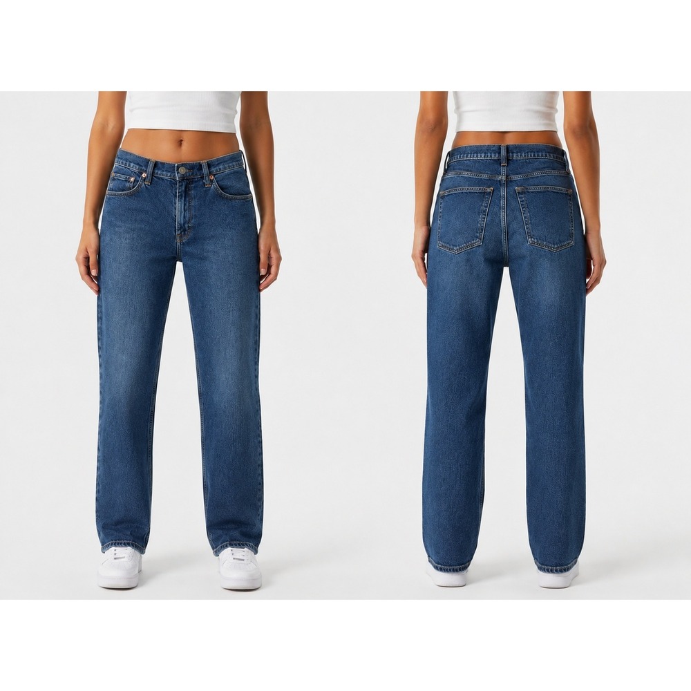 Gap Women 90s Loose Mid Rise Jeans Dark Indigo Blue Straight Leg Casual Retro 29